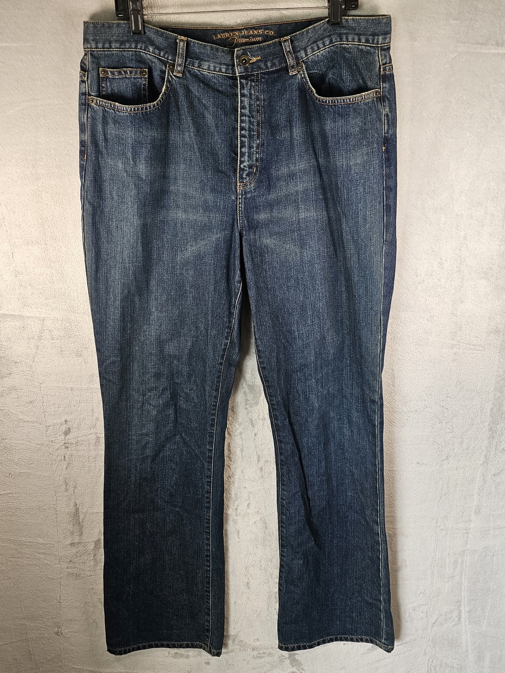 Lauren Jeans Co. Sz. 14 Women's Dark-Wash Straight-Leg Denim Jeans 100% Cotton